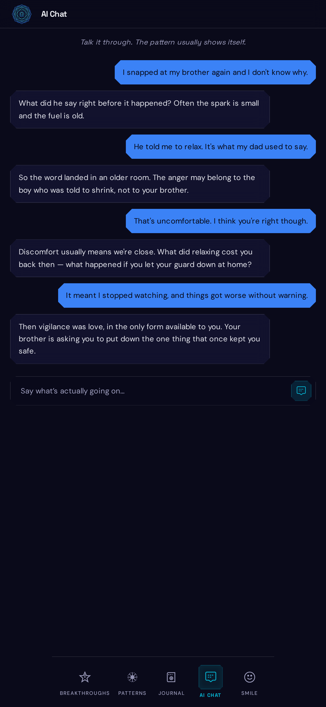 RevelKey AI chat conversation screen